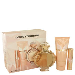 Olympea Gift Set - 2.7 oz Eau De Parfum Spray + .34 oz MIni EDP Spray + 3.4 oz Body Lotion For Women by Paco Rabanne