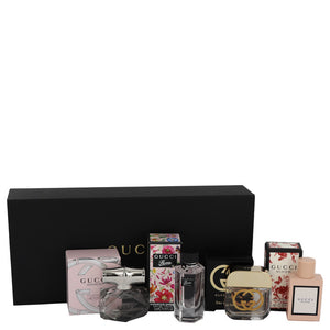 Gucci Guilty Gift Set  Gucci Travel Set Includes .16 oz Mini EDP Gucci Bamboo, .16 oz Mini EDT Gucci Guilty,.16 oz Mini EDT Flora Gorgeous Gardenia and.16 oz Min EDP Gucci Bloom For Women by Gucci