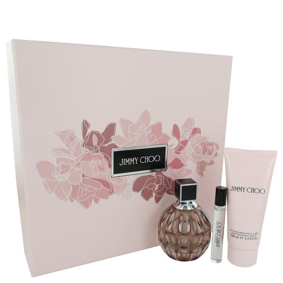 Jimmy Choo Gift Set  3.3 oz Eau De Parfum Spray + 3.3 Body Lotion + .25 oz Mini EDP Spray For Women by Jimmy Choo