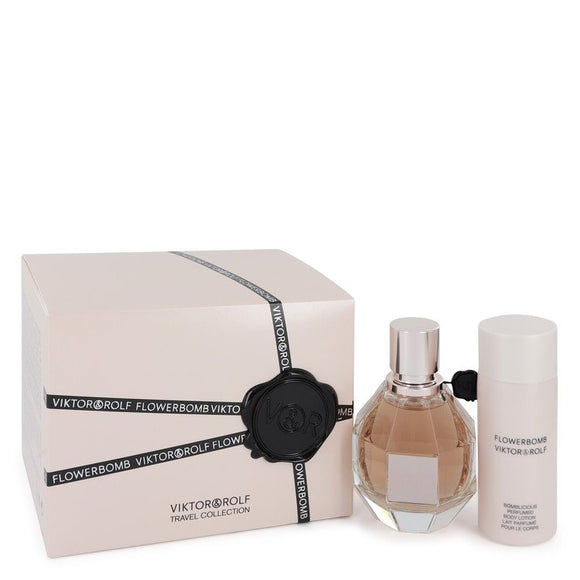 Flowerbomb Gift Set - 1.7 oz Eau De Parfum Spray + 1.7 oz Body Lotion For Women by Viktor & Rolf