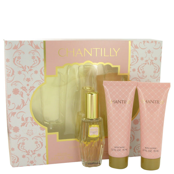 CHANTILLY Gift Set  1 oz Eau De Toilette Spray + 2.5 oz Body Lotion + 2.5 oz  Body Wash For Women by Dana