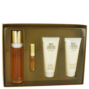 WHITE DIAMONDS Gift Set  3.3 oz Eau De Toilette Spray + .33 oz Mini EDT Spray + 3.3 oz Body Lotion + 3.3 oz Body Wash For Women by Elizabeth Taylor