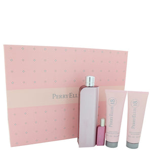 Perry Ellis 18 Gift Set  3.4 oz Eau De Parfum Spray + 3 oz Shower Gel + 3 oz Body Lotion + .25 oz Mini EDP For Women by Perry Ellis