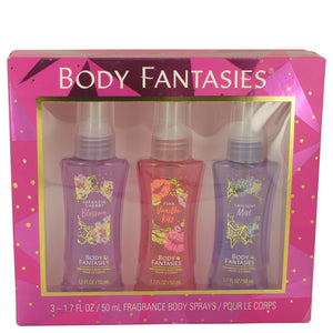 Body Fantasies Signature Pink Vanilla Kiss Fantasy Gift Set  Three 1.7 oz Body Sprays Includes Pink Vanilla Kiss+ Twighlight Mist + Japanese Cherry Blossom For Women by Parfums De Coeur