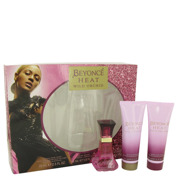 Beyonce Heat Wild Orchid Gift Set - 1 oz Eau De Parfum Spray + 2.5 oz Body Lotiion + 2.5 oz Shower Gel For Women by Beyonce