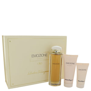 Emozione Gift Set  3.1 oz Eau De Parfum Spray + 1.7 oz Body Lotion + 3.4 oz Shower Gel For Women by Salvatore Ferragamo